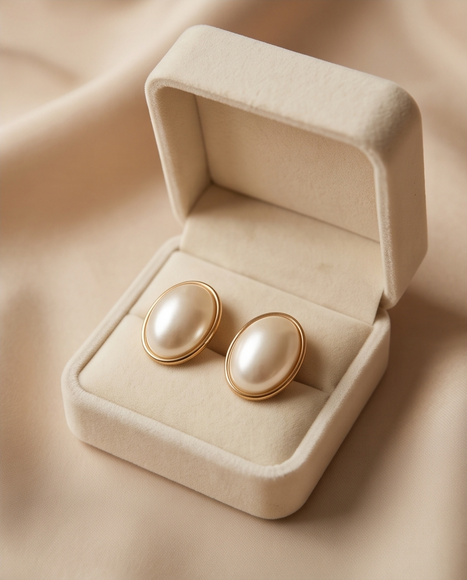 Linda NY Snap On Pearl Earrings