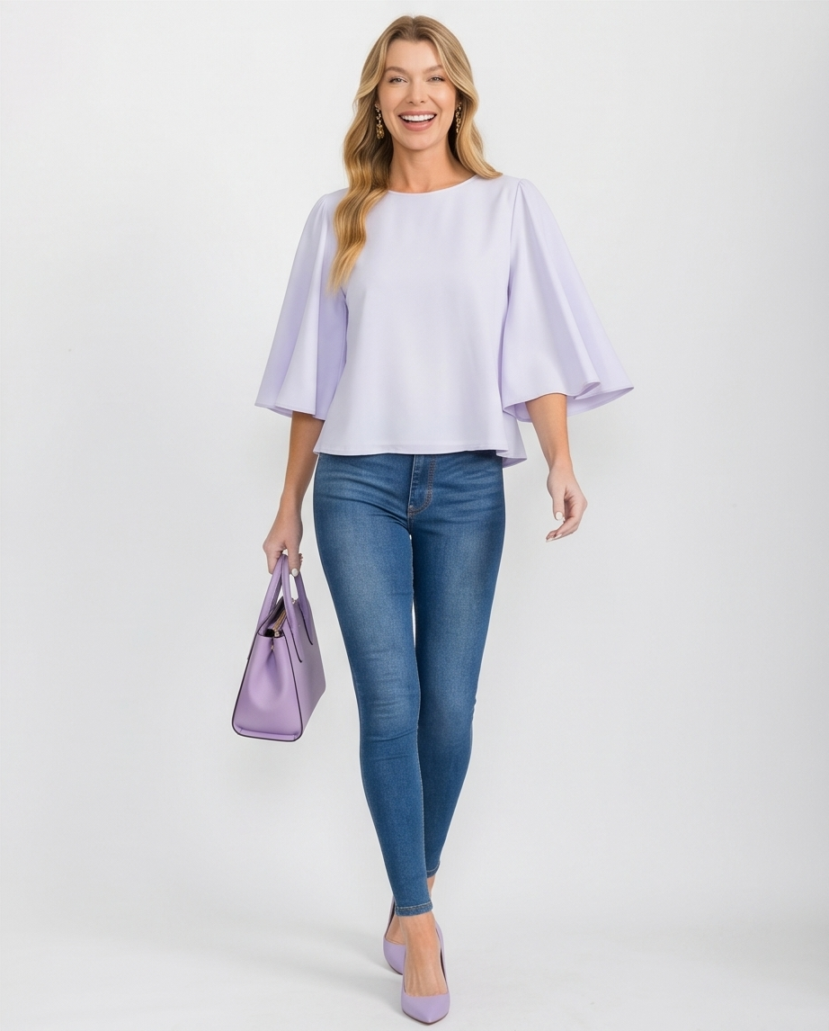 White Bell Sleeve Blouse