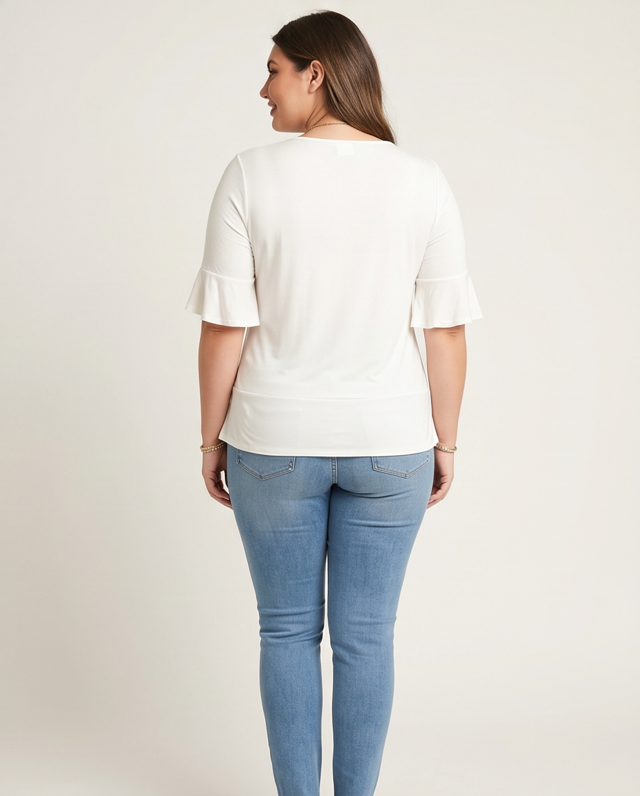 Plus Size Cinched White Top