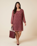 Plus Size Long Sleeve Burgundy Shirt Dress