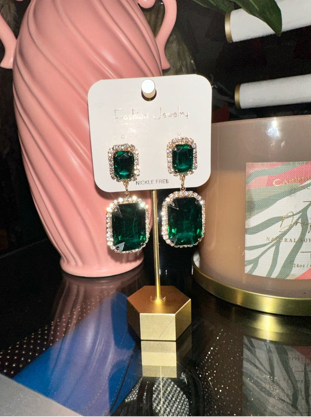 Emerald Green Crystal Earring - 1463