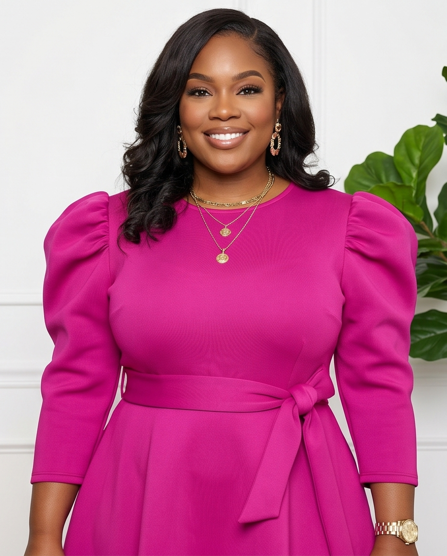 Plus Size Pink Long Sleeve Skater Dress