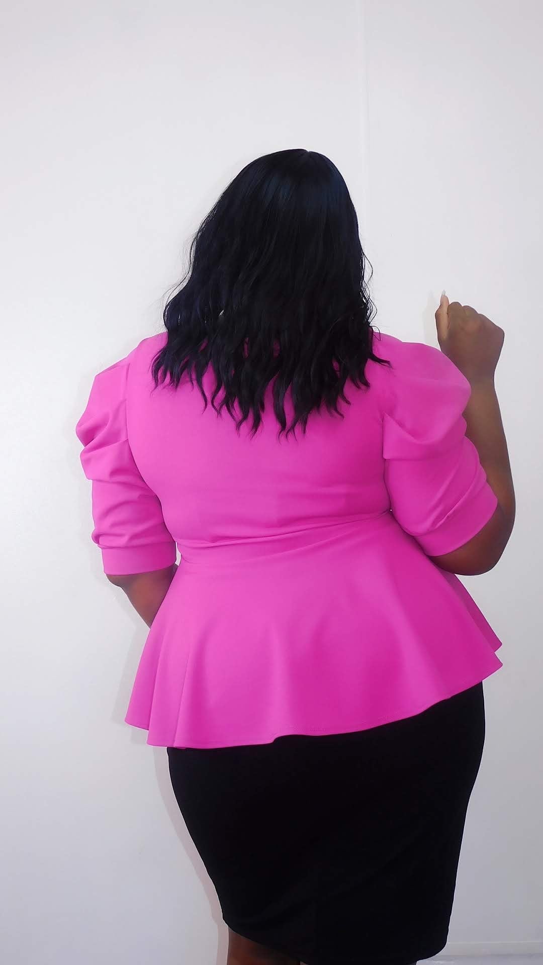 Plus Size Pink Peplum Dress - 1255