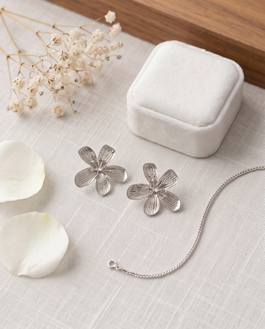 Sacred Flower Silver Earrings