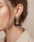 Gold And Black Boxy Earrings