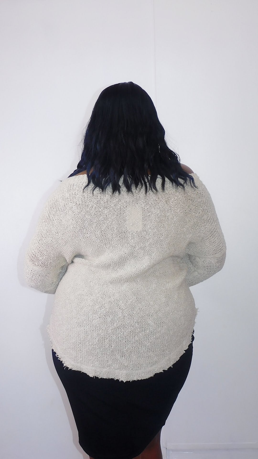 Plus Size Beige Raw Hem Sweater - 1027
