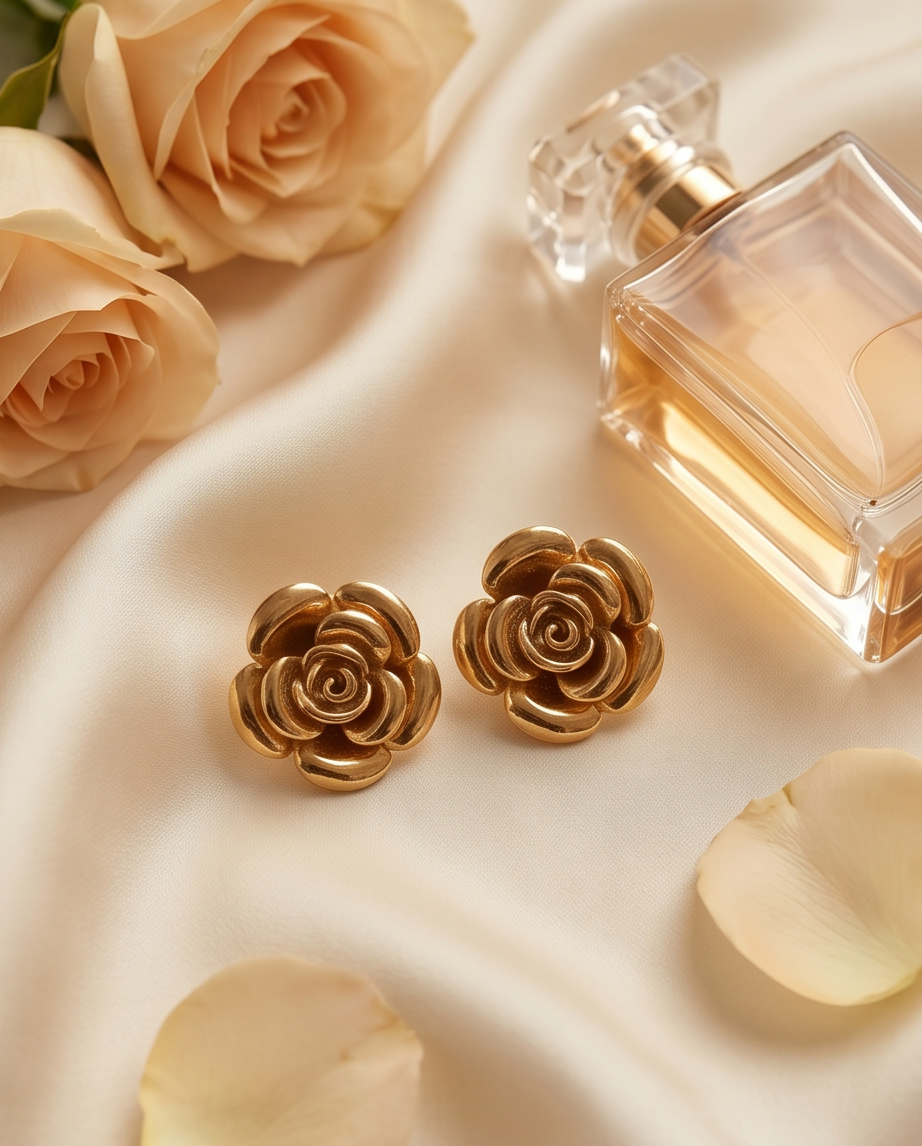 Stainless Steel Gold Rosee’ Earrings