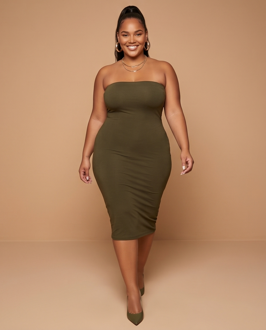 Plus Size Olive Halter Dress