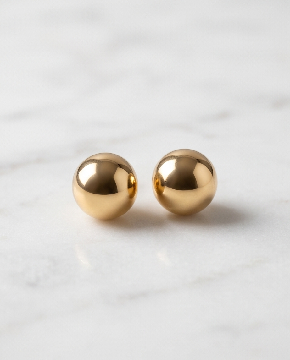 Stainless Steel Gold Knob Earrings