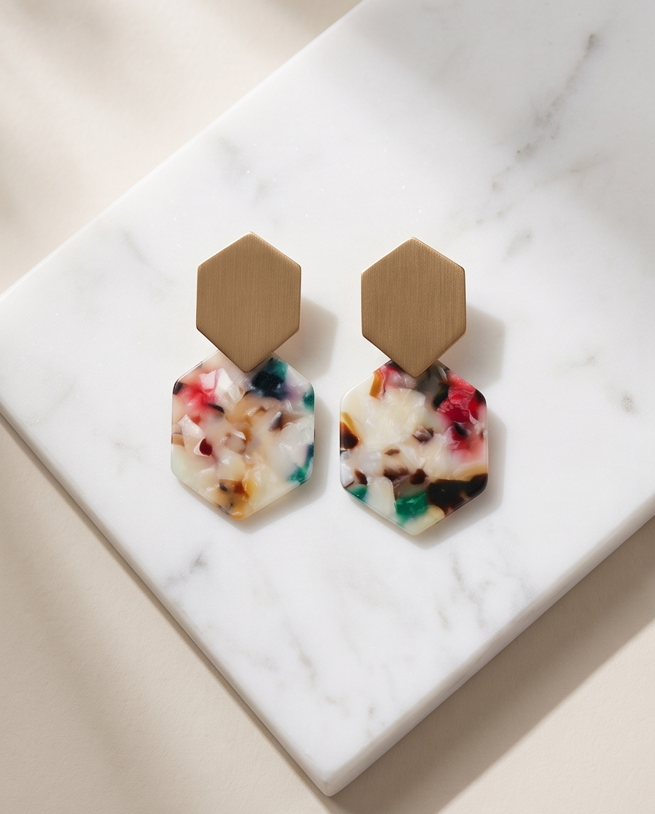 Golden Mixed Printed Earrings