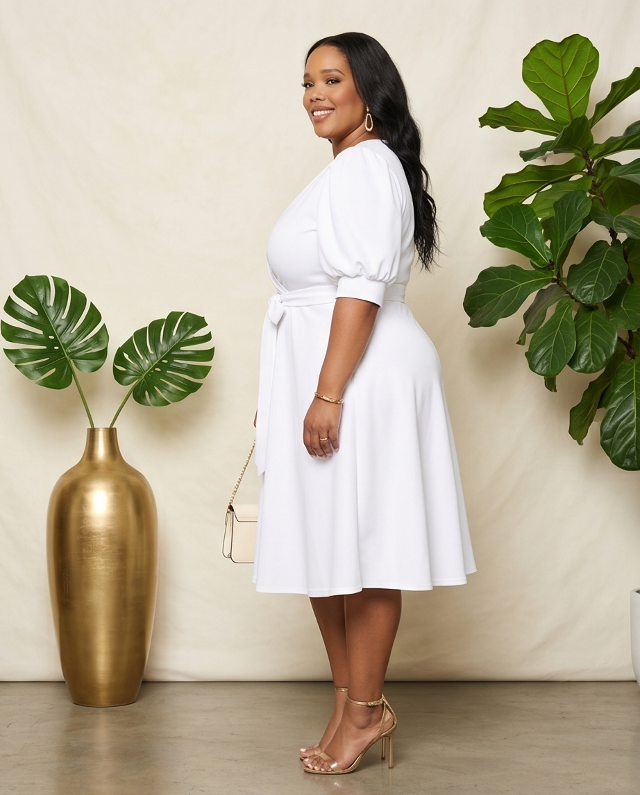 Plus Size Fit & Flare Belted Dress