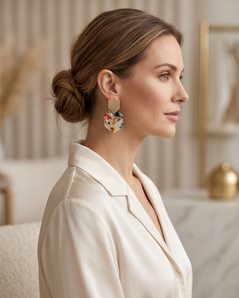 Golden Mixed Printed Earrings