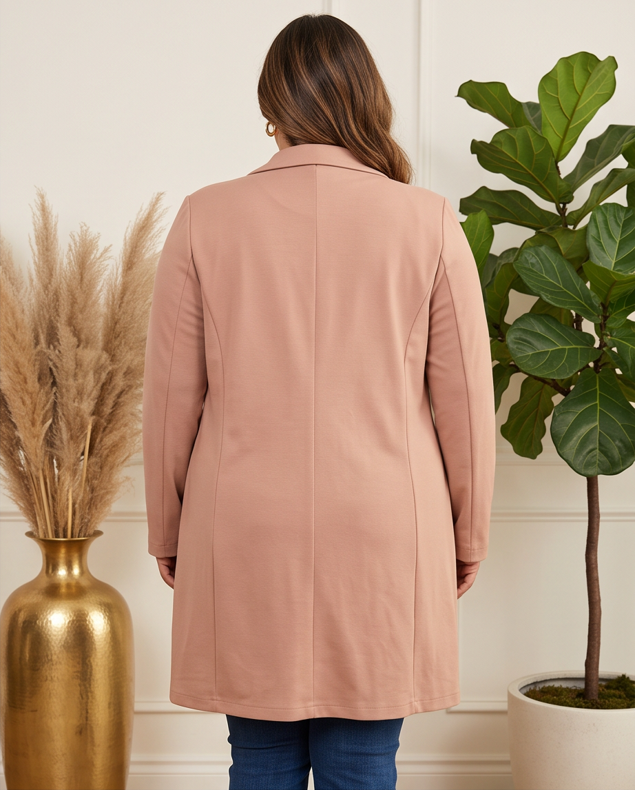 Plus Size Long Mocha Jacket