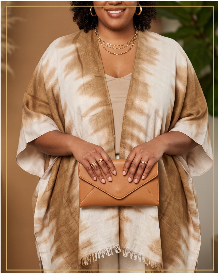 Brown and White Kimono