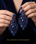 Luxe Navy Blue Long Earrings