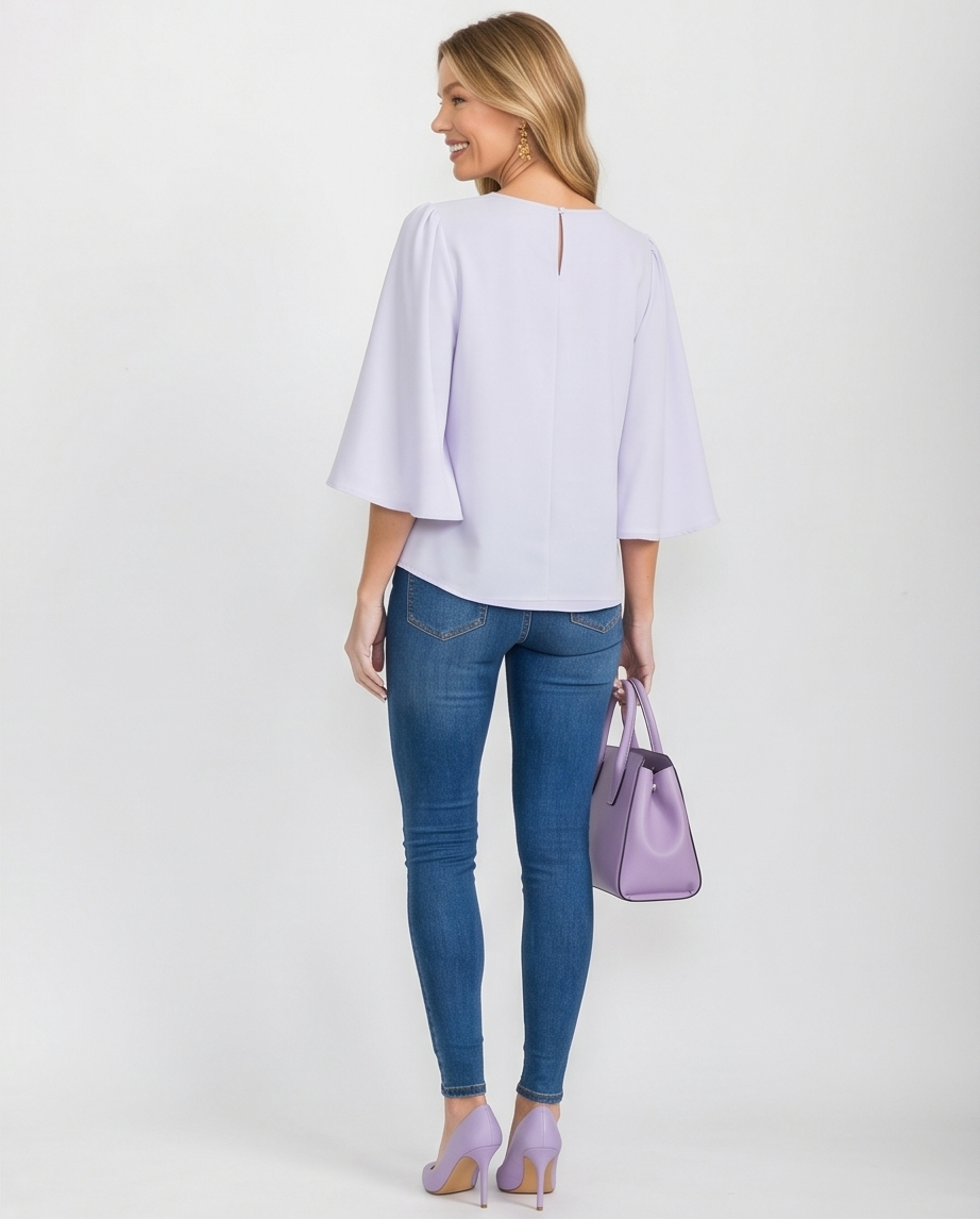White Bell Sleeve Blouse