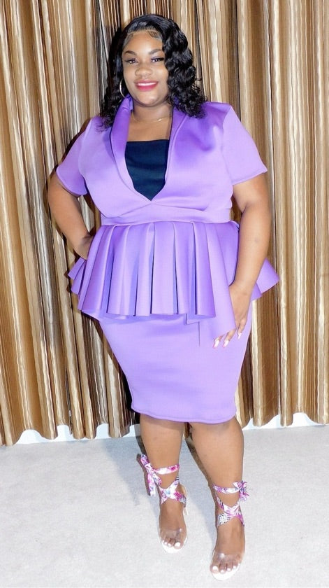 Plus Size Purple Midi Dress - 2510