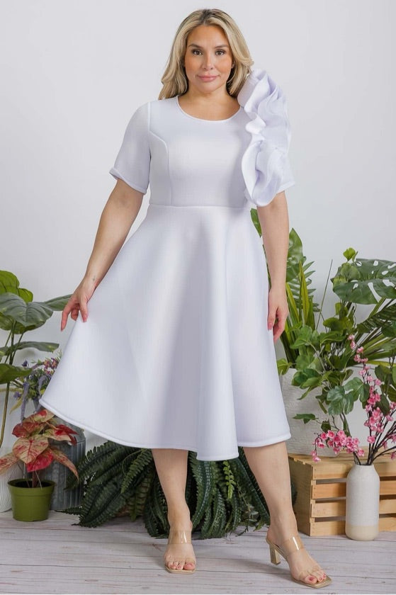 Plus Size White Skater Dress - 2975