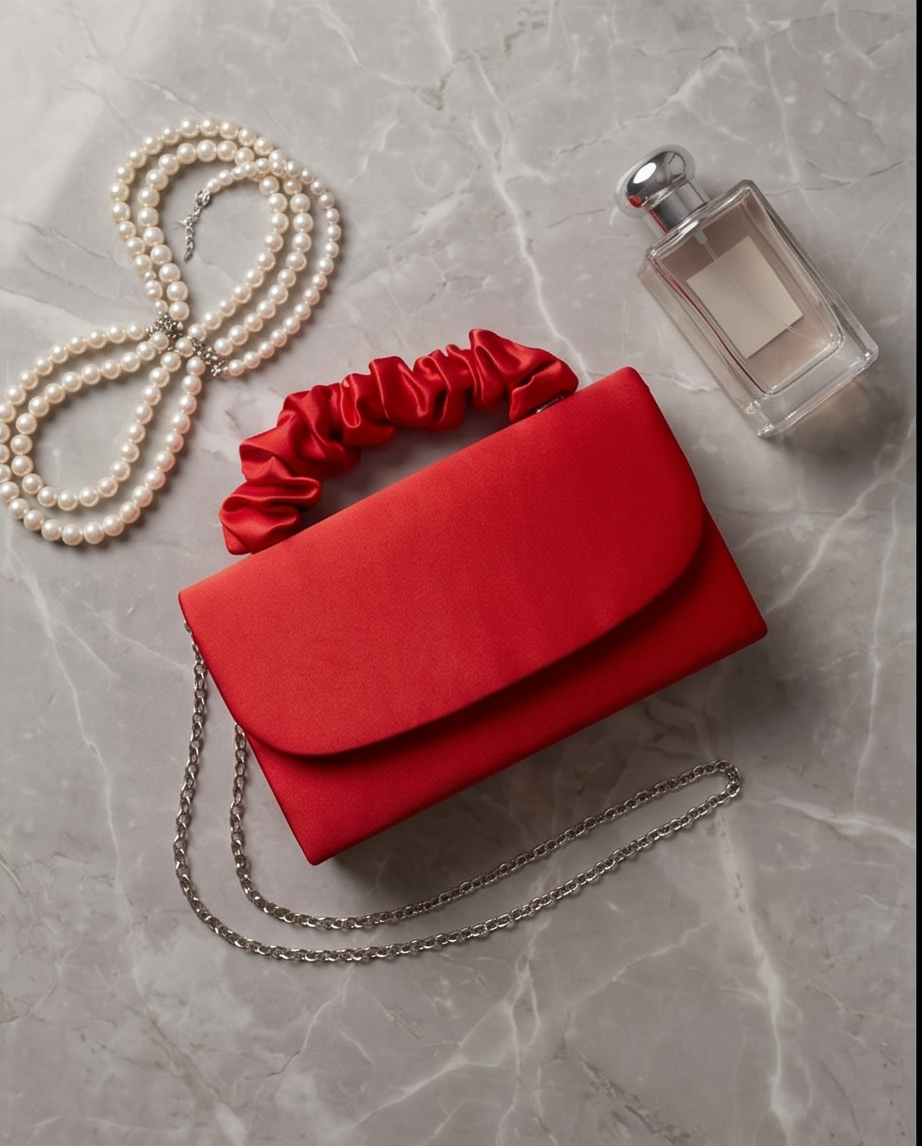 Red Satin Evening Bag