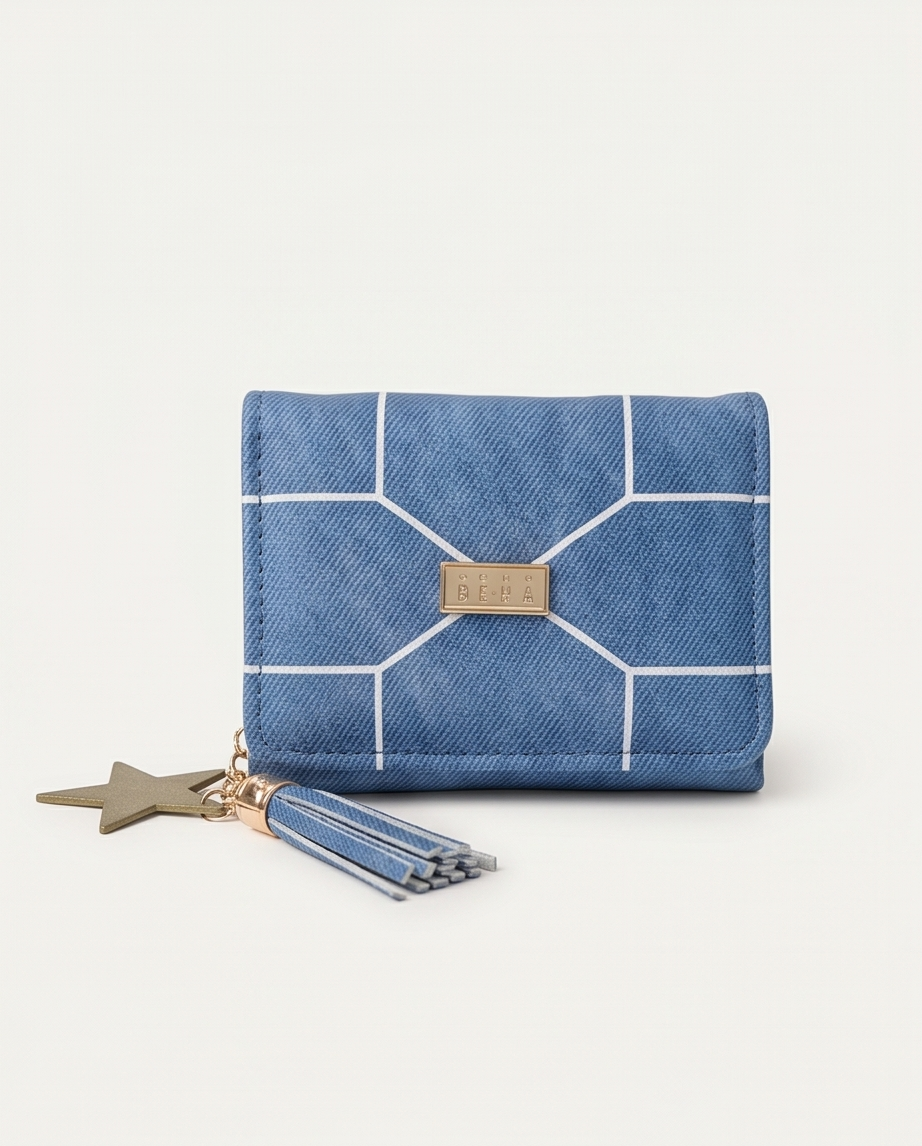 Geometric Blue Tassel Wallet