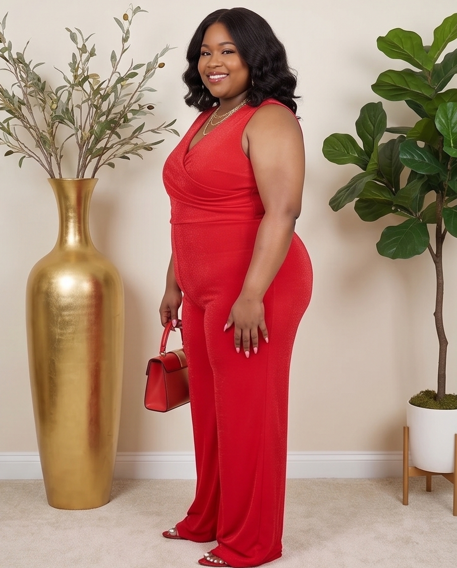 Plus Size Red Jumpsuit