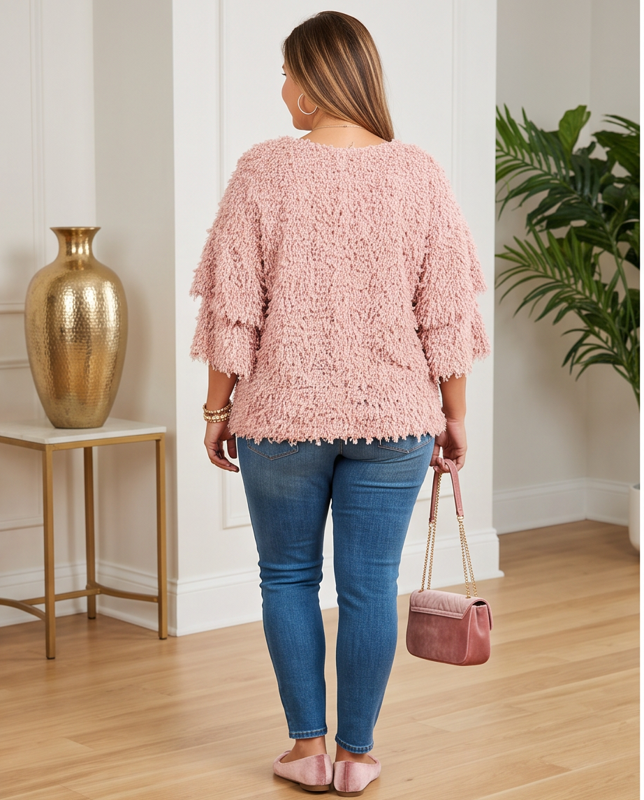 Plus Size Blush Shaggy Cozy Top