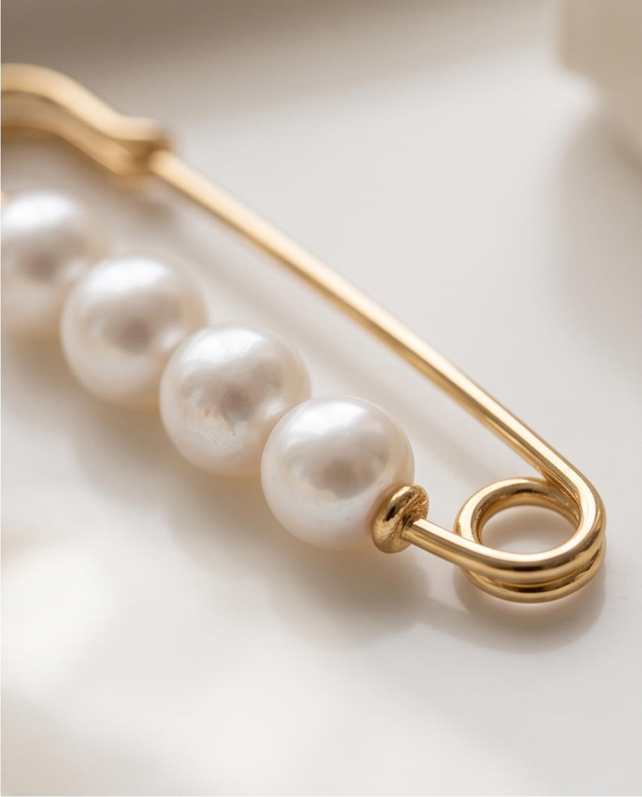 Gold Pinned Pearly Brooch