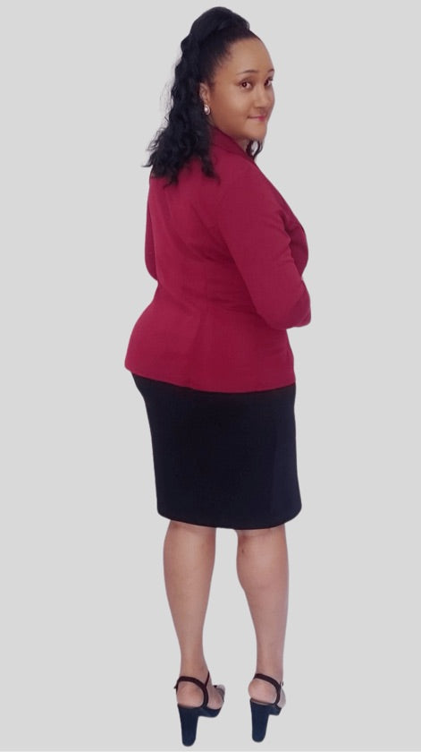 Plus Size Burgundy Jacket - 1055