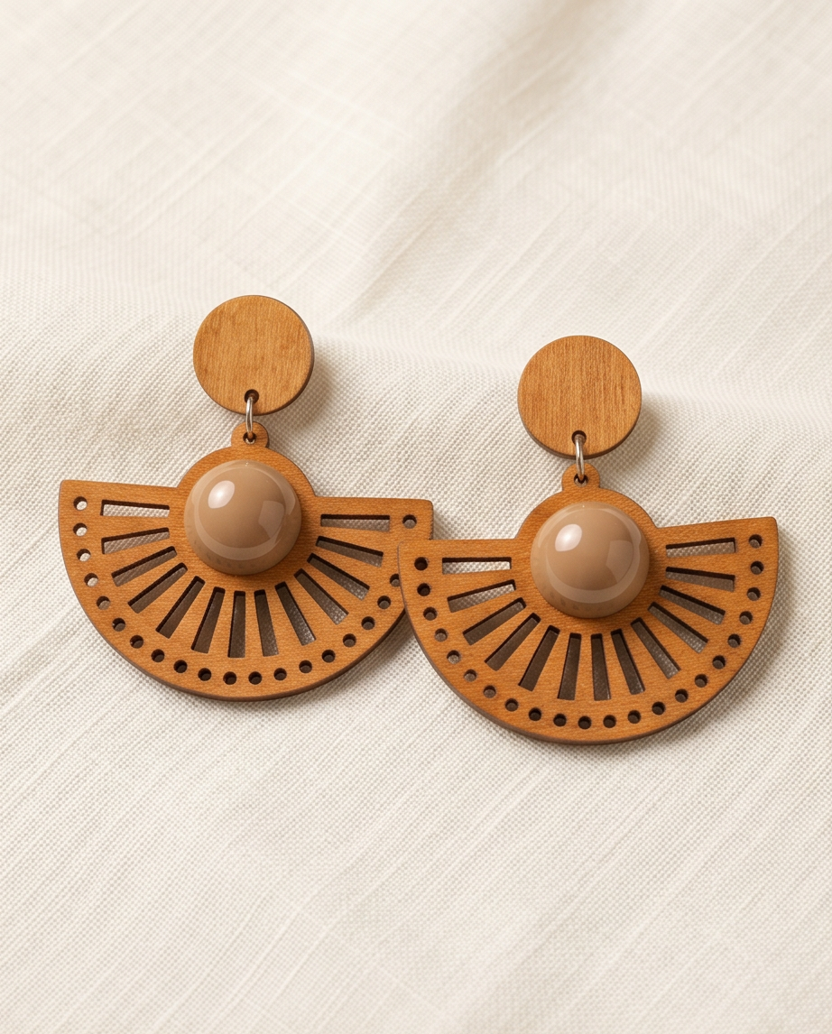 Brown & Nude Tribal Earrings