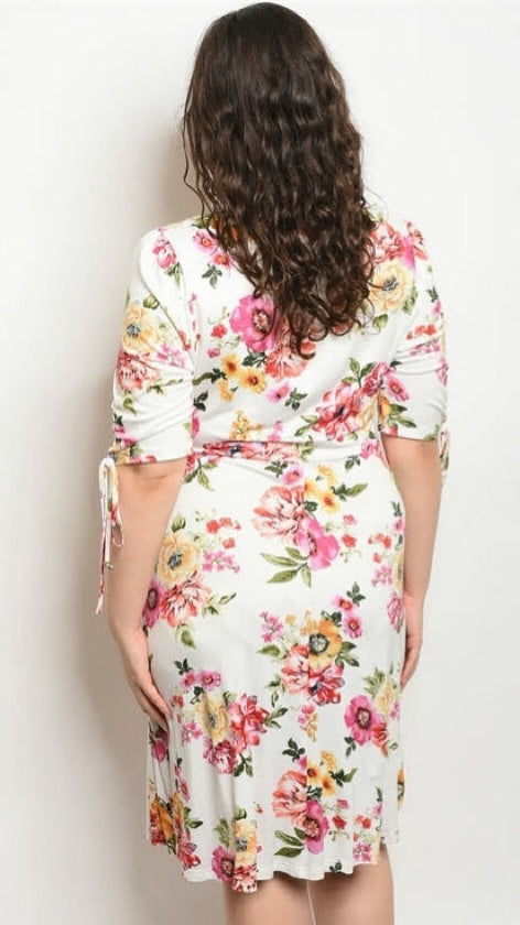 Plus Size Floral Cotton Flowy Dress - 1112