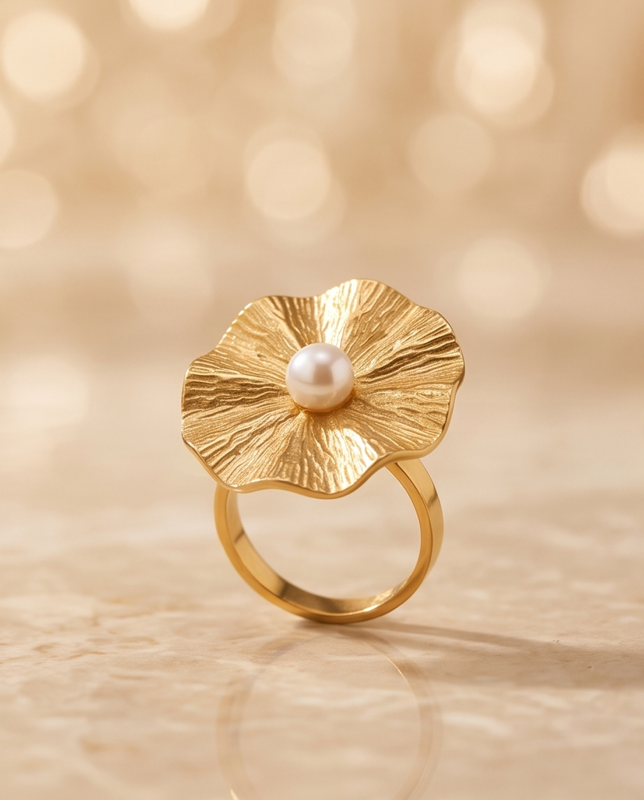Stainless Steel Umbrella Gold Ring
