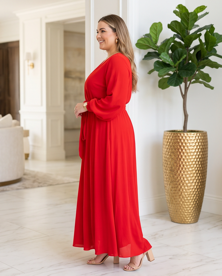 Plus Size Red Flowy Maxi Dress