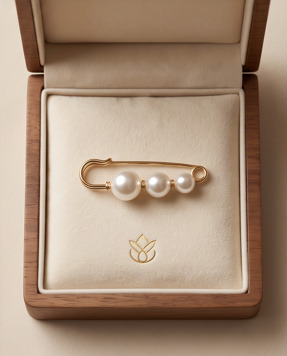 Three Pearl Pin Brooch