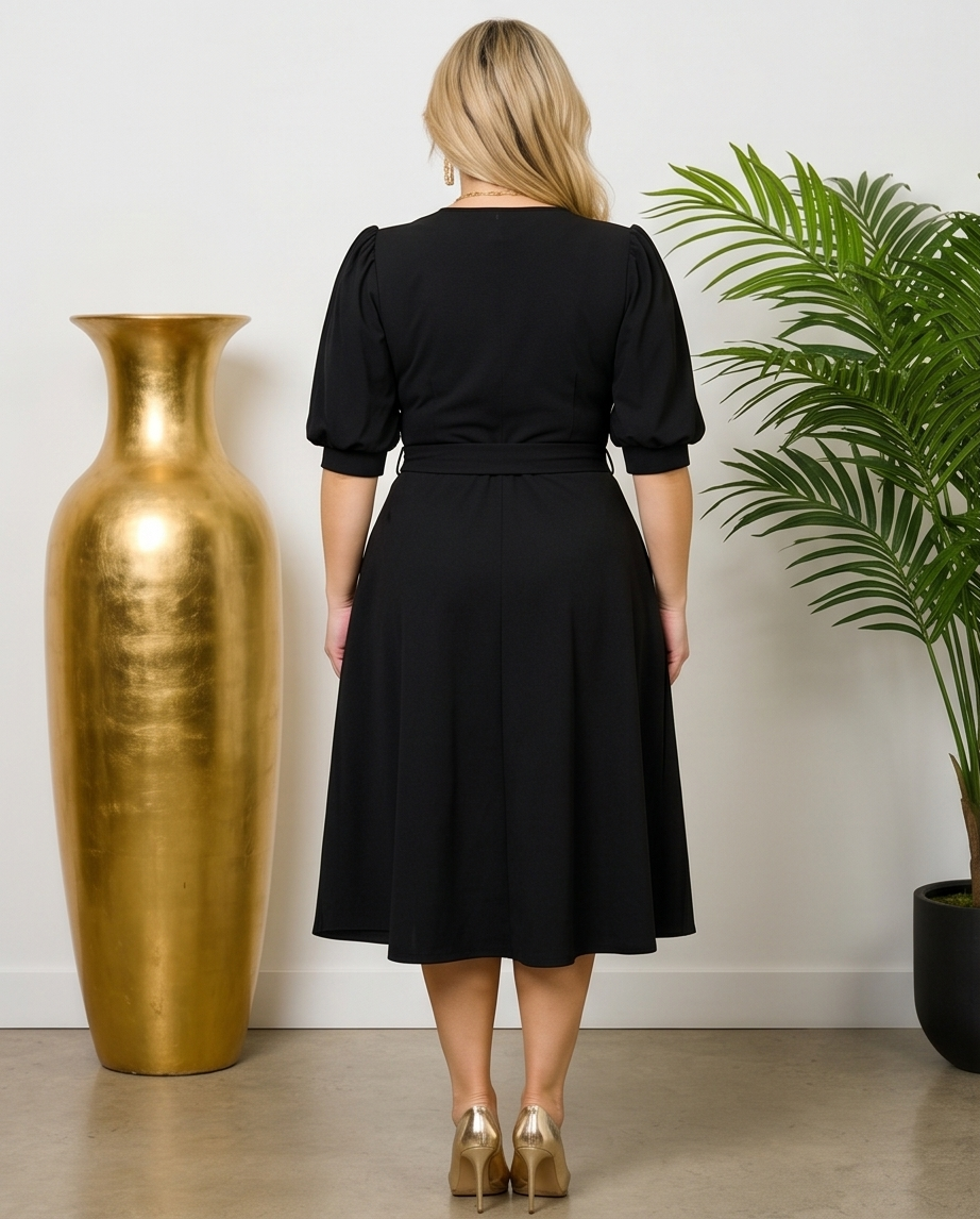 Plus Size Black Belted Skater Dress – Bold Fashion Boutique