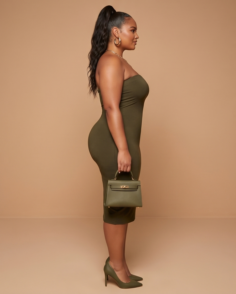 Plus Size Olive Halter Dress