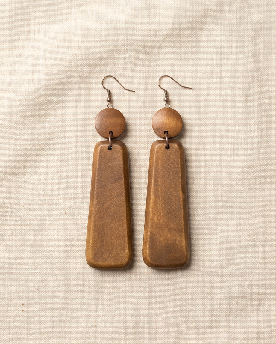 Brown Drop Wooden Earring