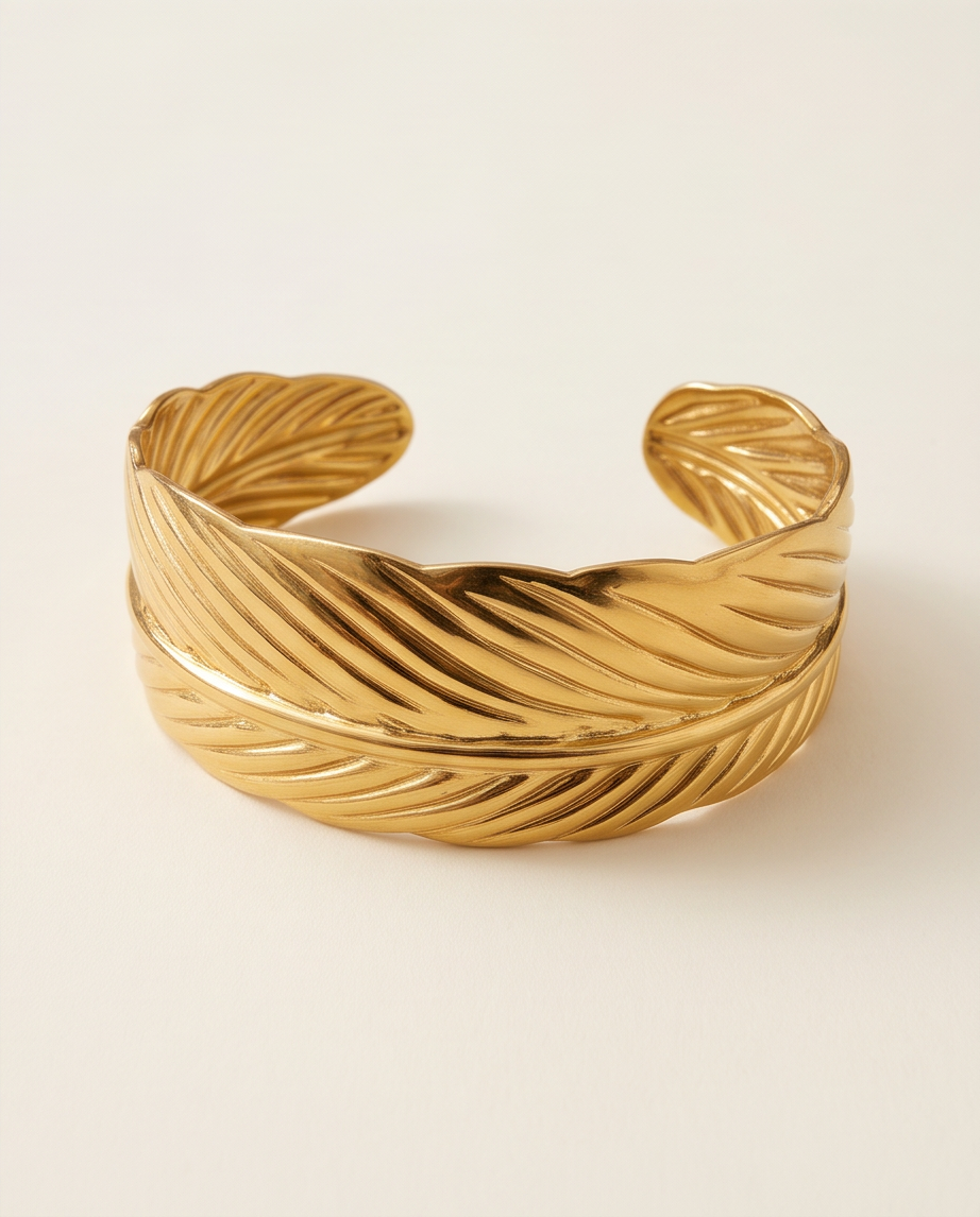 Stainless Steel Palm Leaf Bracelet