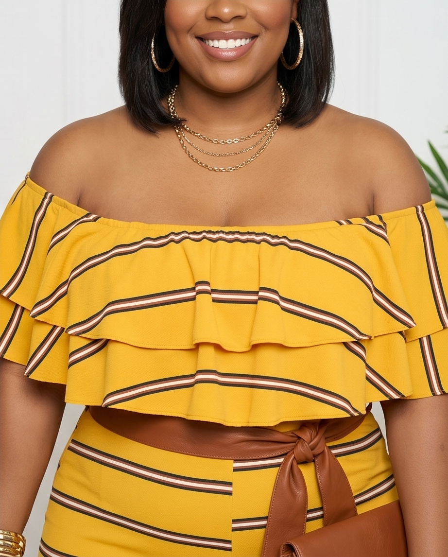 Plus Size Orange Off Shoulder Jumpsuit