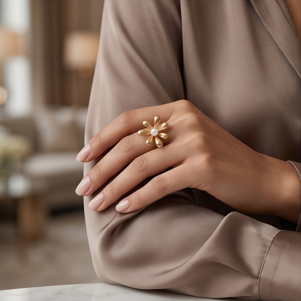 Stainless Steel Blooming Gold Ring