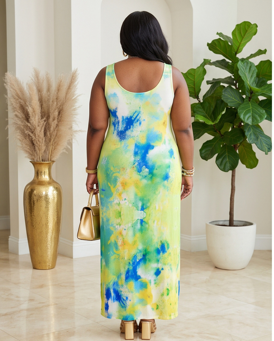 Plus Size Mix Print Maxi Dress