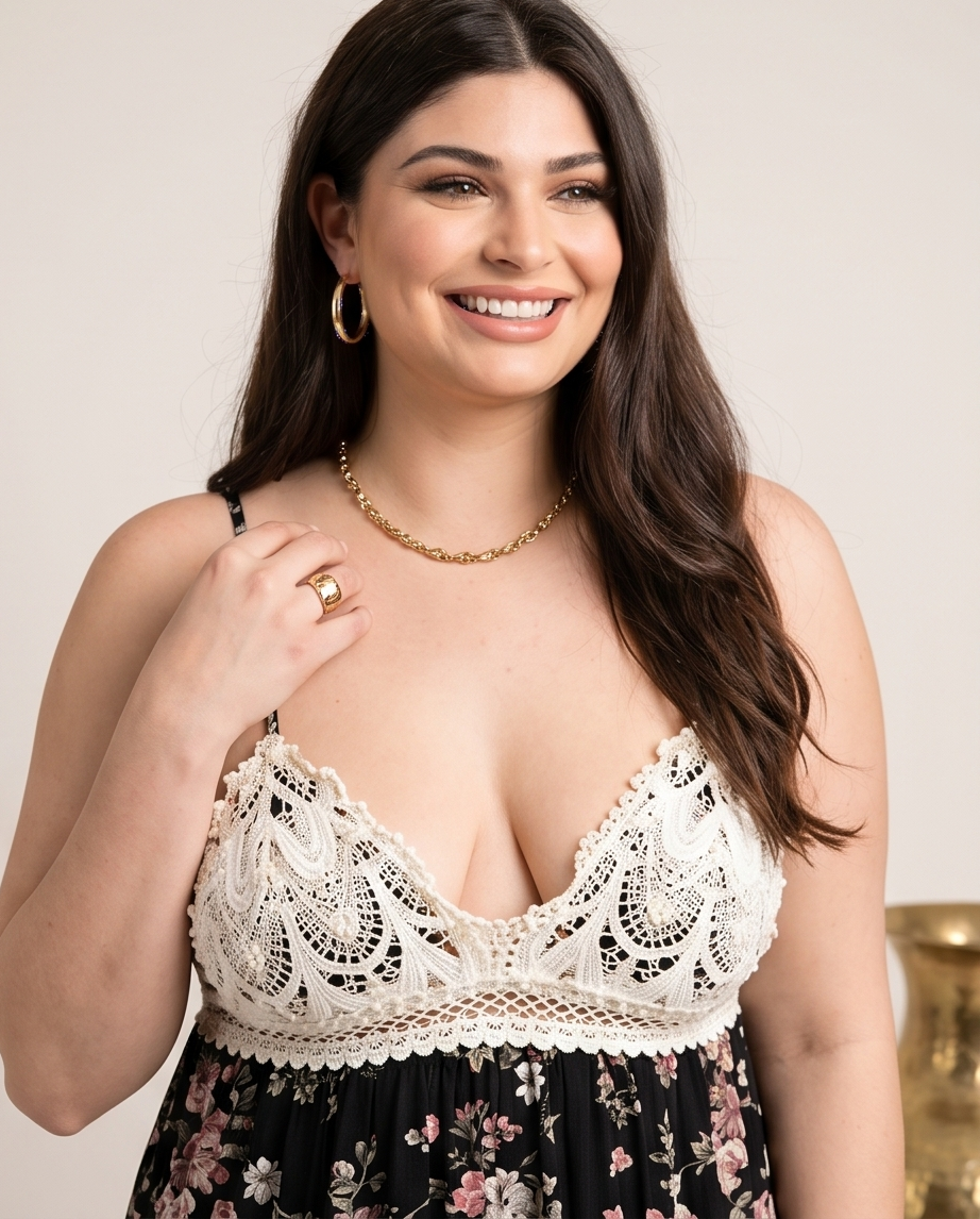 Plus Size Crochet Floral Maxi Dress