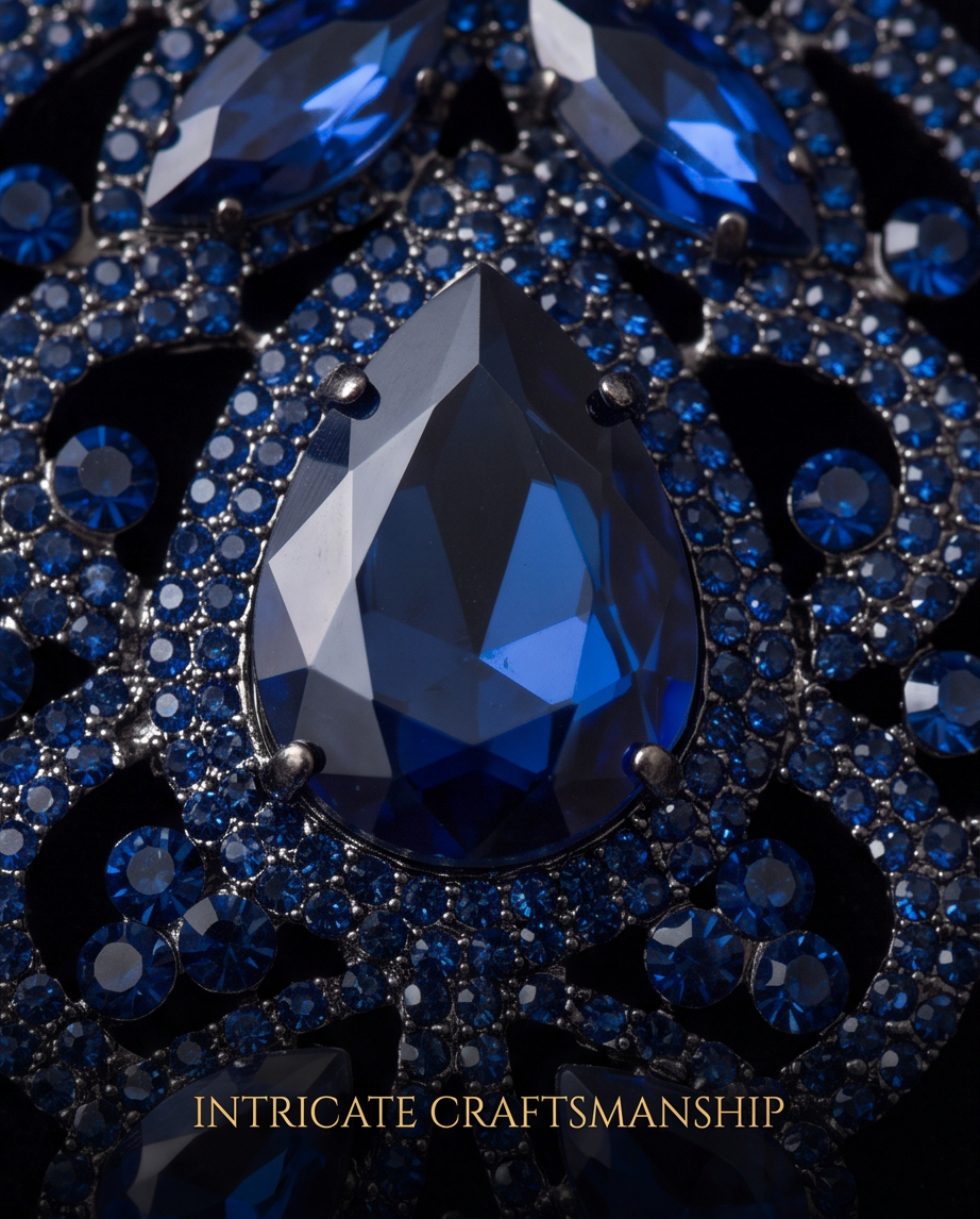 Luxe Navy Blue Long Earrings