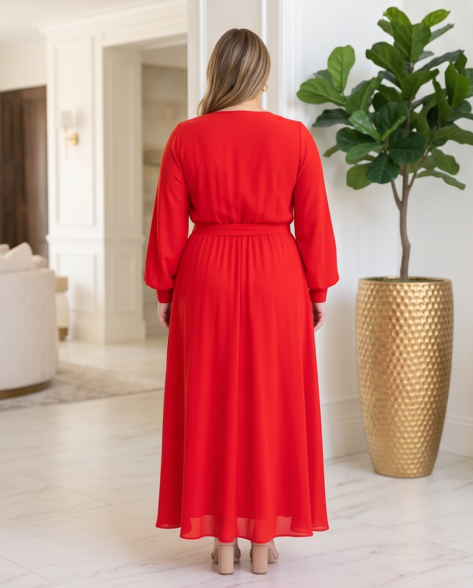Plus Size Red Flowy Maxi Dress