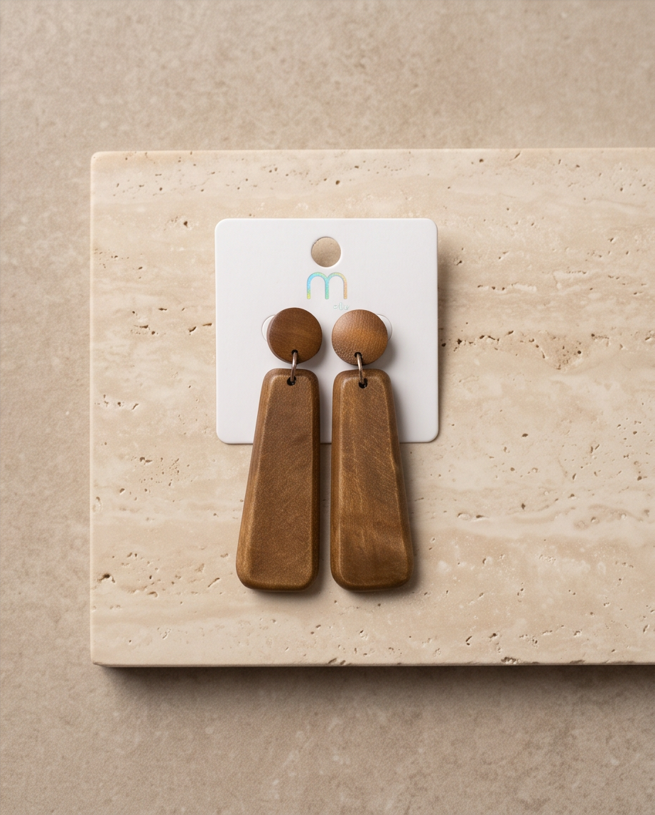 Brown Drop Wooden Earring