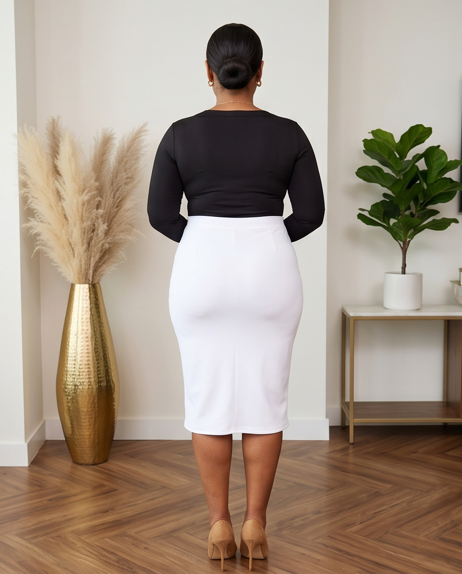 Reg/Plus White Pencil Skirt
