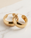 Gold Stainless Steel Wide Hoop Earrings