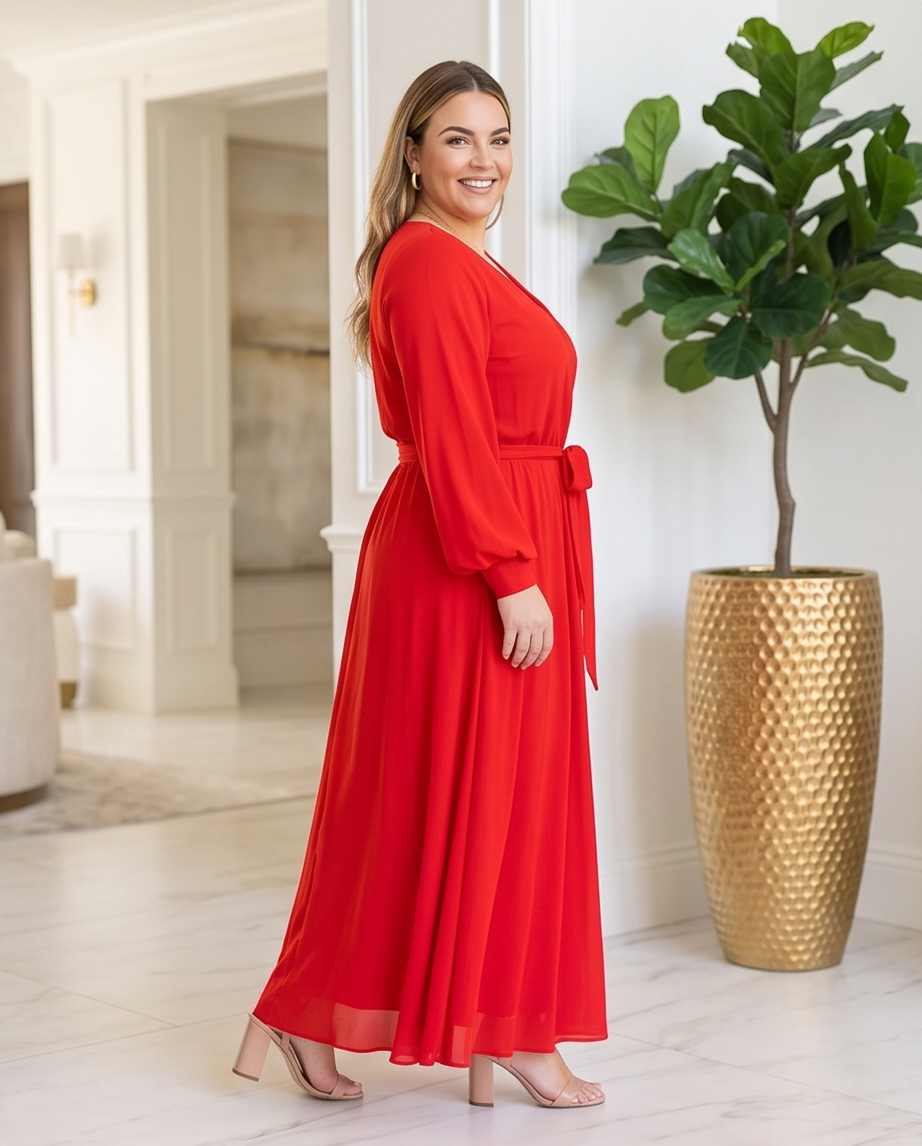 Plus Size Red Flowy Maxi Dress