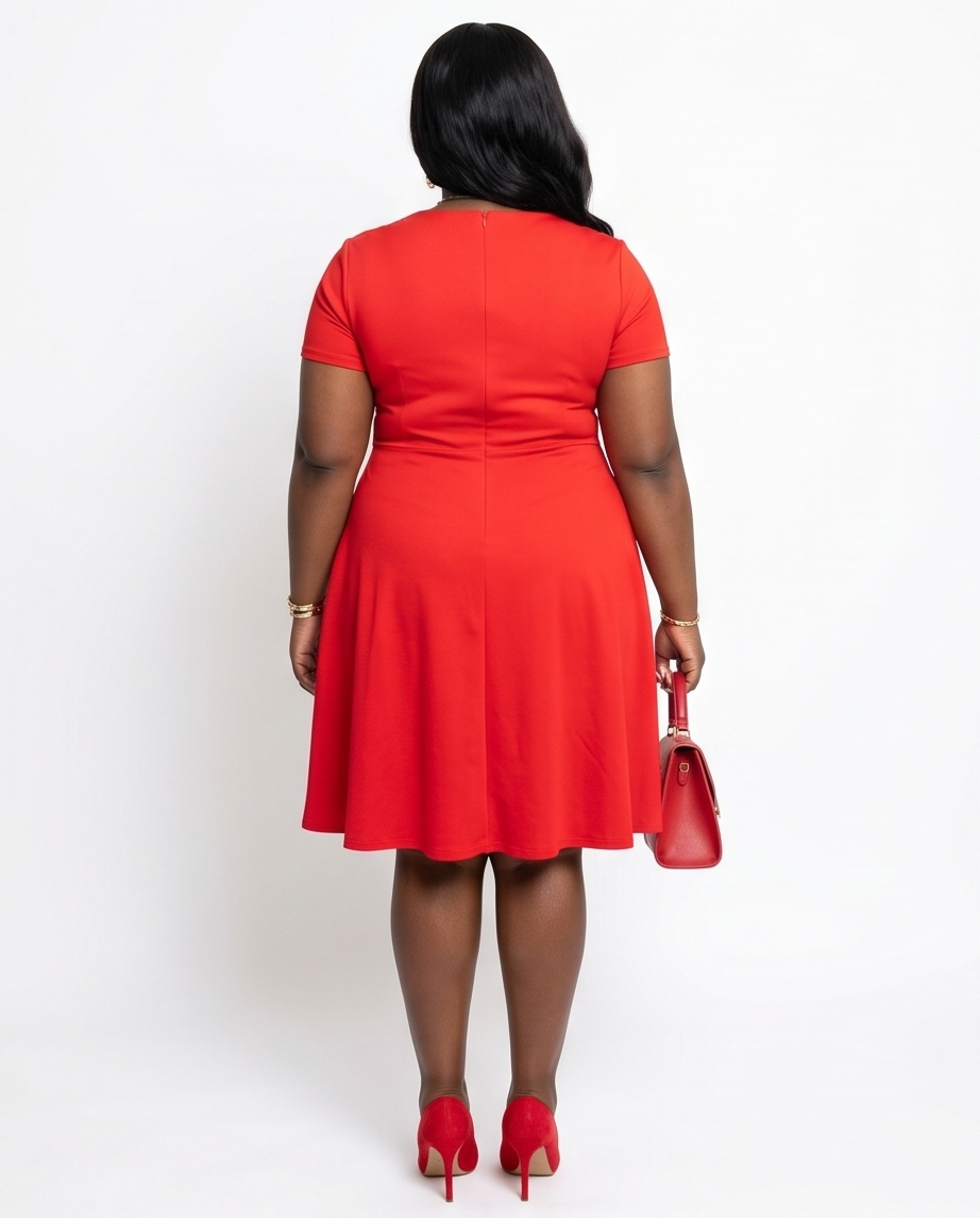 Plus Size Red Knot Front Skater Dress