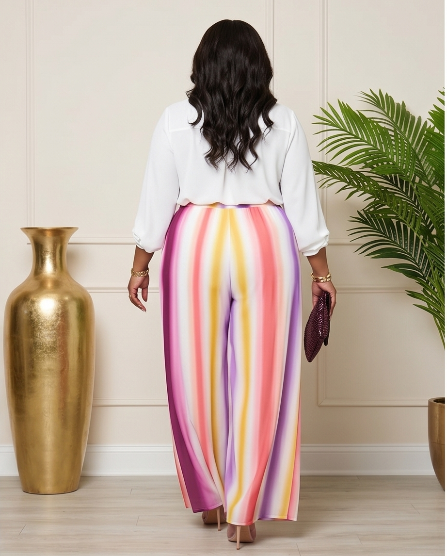 Plus Size Rainbow Flowy Pants