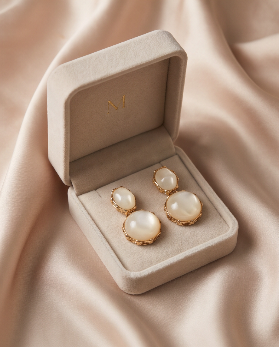 Deena Double Pearl Drop Earrings